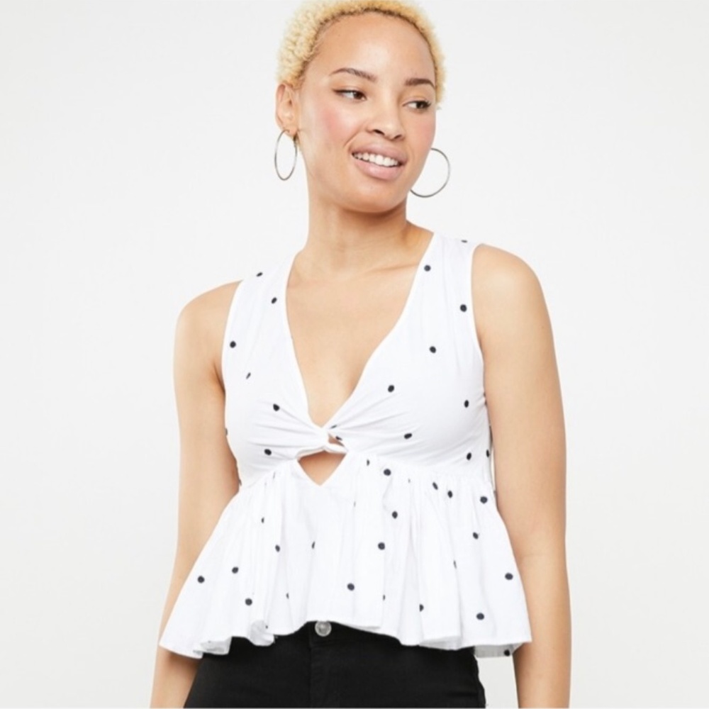 Zara Polka Dot Cropped Peplum Top